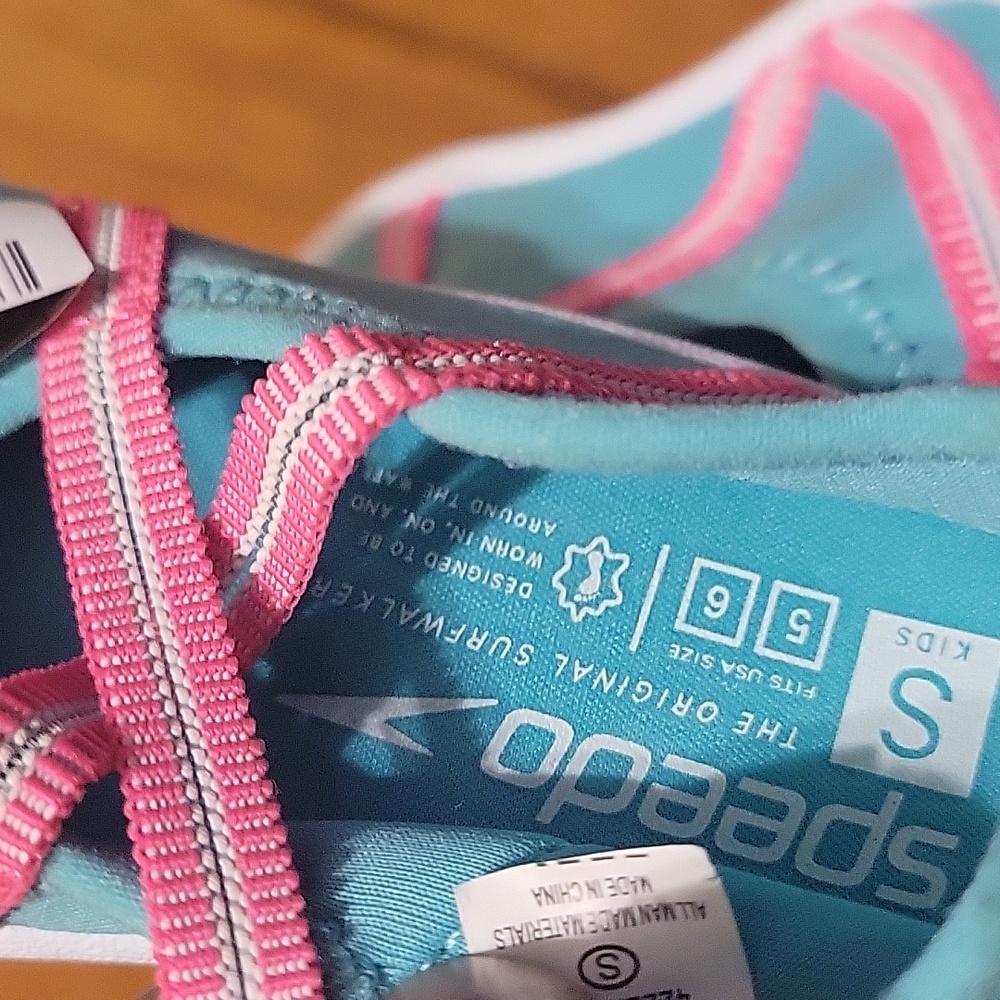 Speedo Mary Jane Kids Aqua Shoes - Blue and Pink SZ S - Picture 3 of 12